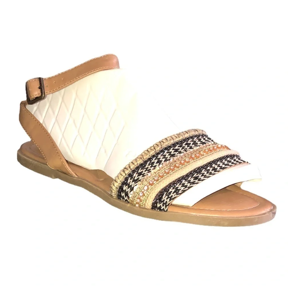 ROCKET DOG Sandals Women's Size 9.5 Brown Boho Shoes Textured Fabric Sequence